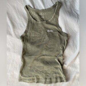 American Eagle Sage Green Ribbed Top